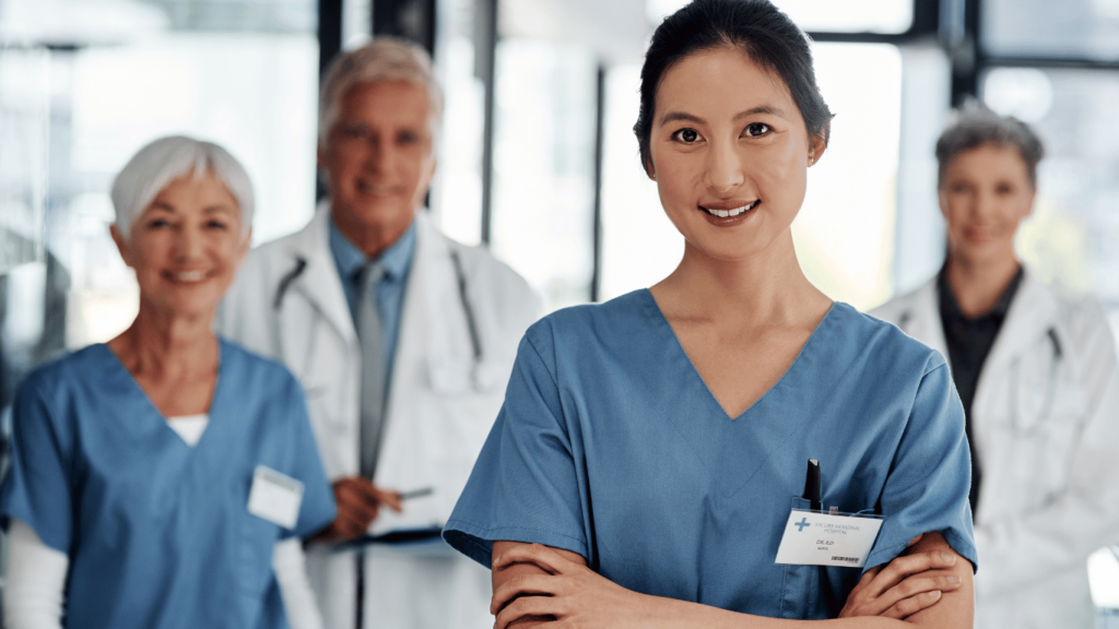 Healthcare employees in a healthcare facility ready to provide better customer service