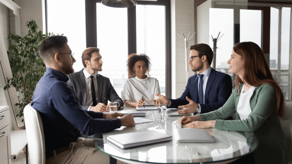 Customer support team discussing policies for black friday cyber monday