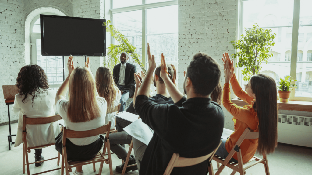 Customer service agents receiving training