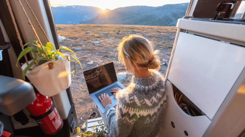 Remote talent working from a beach