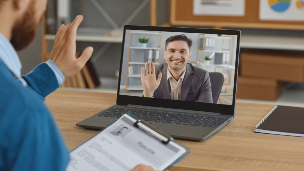 Hiring manager talking with top tech talent via video call